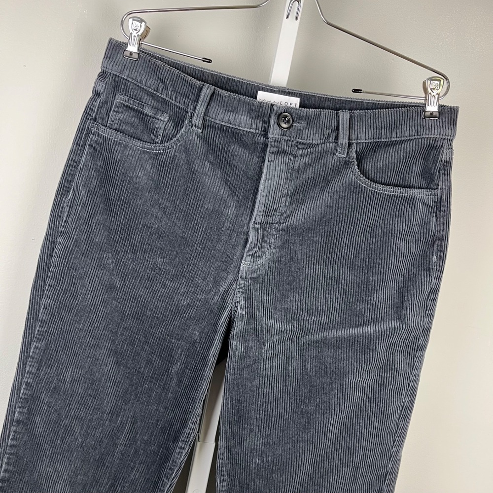 Ann Taylor LOFT Corduroy Pants Womens 32/14 Dark Gray Straight Leg Classic